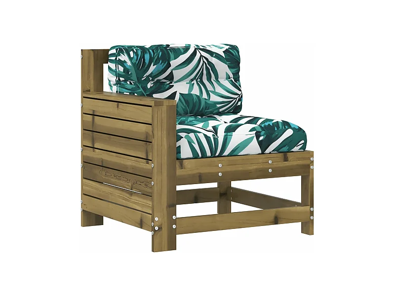 Canapé de jardin accoudoir avec coussin bois de pin imprégné