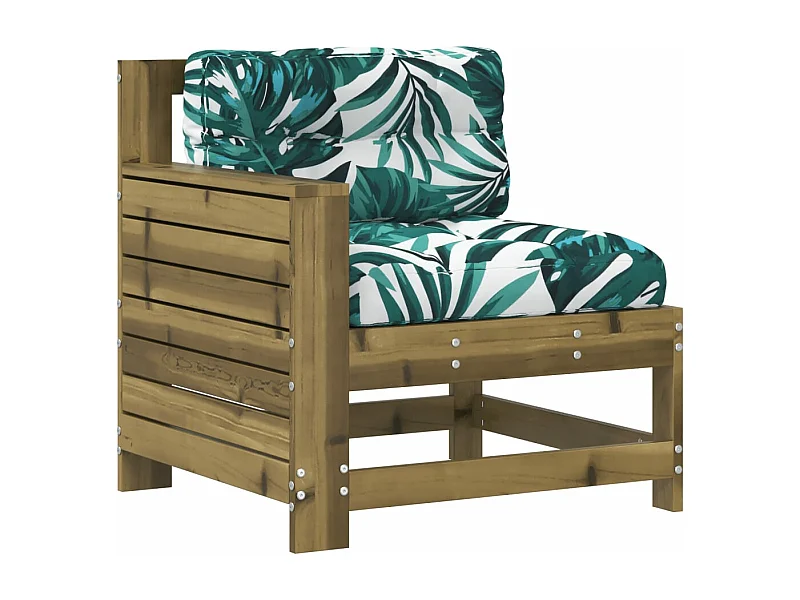 Canapé de jardin accoudoir avec coussin bois de pin imprégné