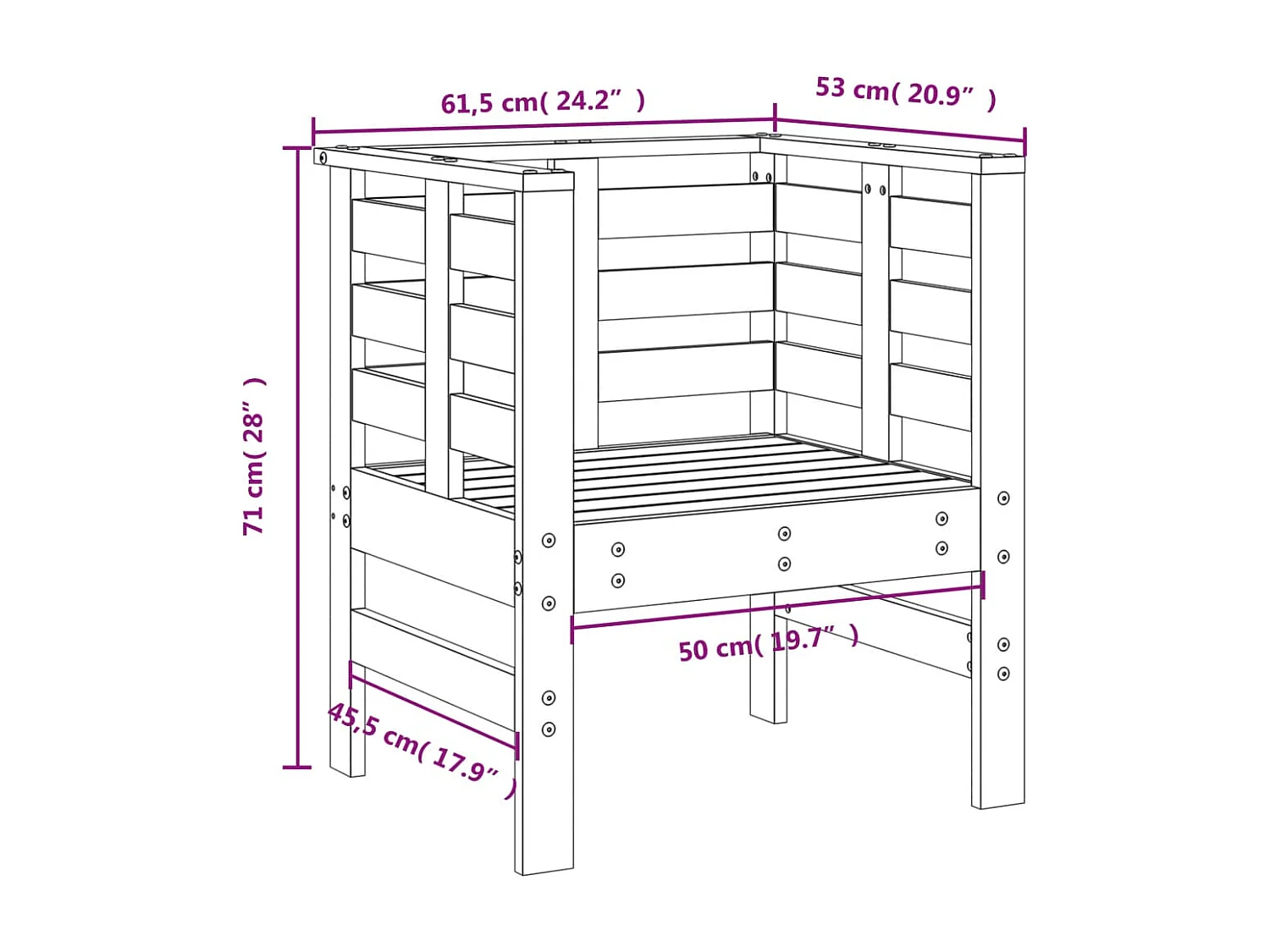Salon de jardin 3 pcs bois massif douglas