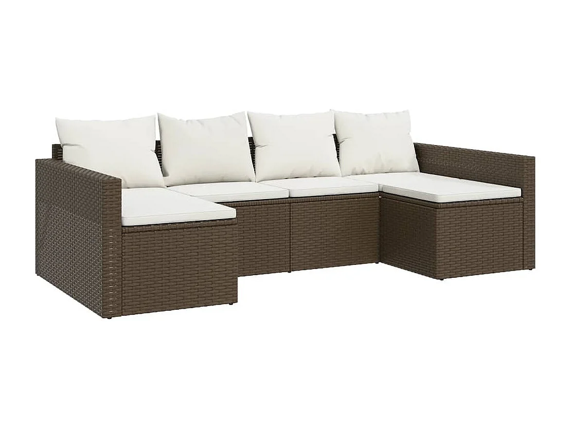 Salon de jardin 2 pcs avec coussins Marron Résine tressée