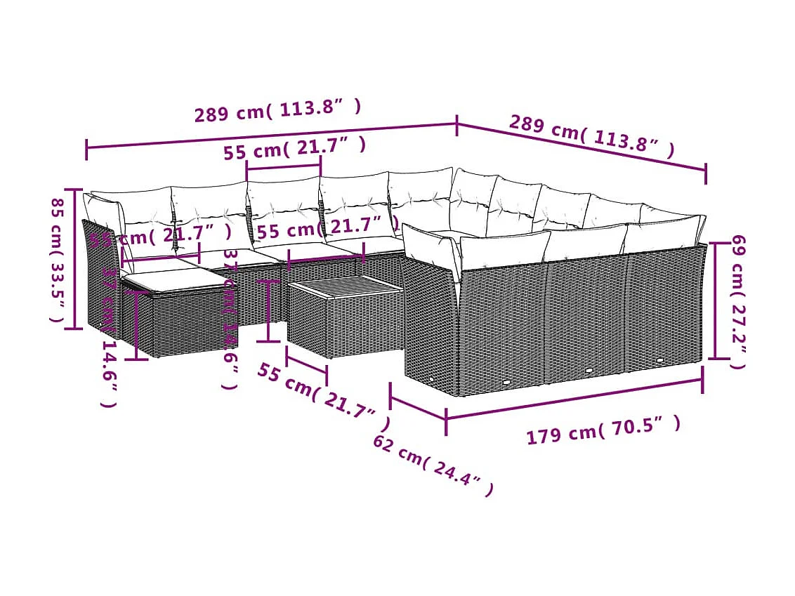 Salon de jardin avec coussins 13 pcs beige résine tressée