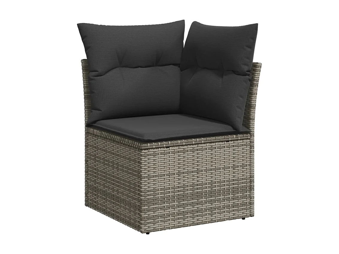 Salon de jardin avec coussins 10 pcs gris résine tressée