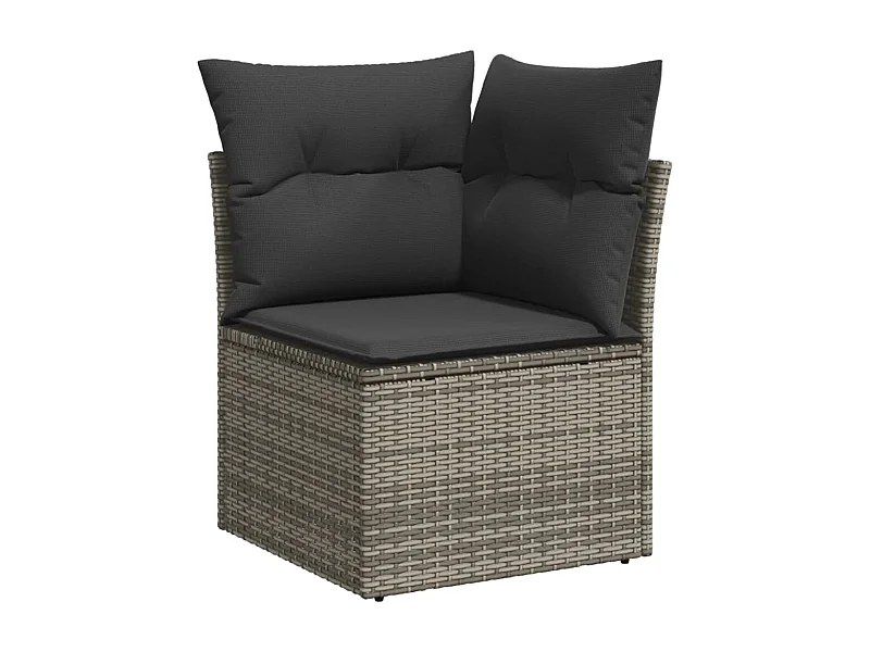 Salon de jardin avec coussins 10 pcs gris résine tressée