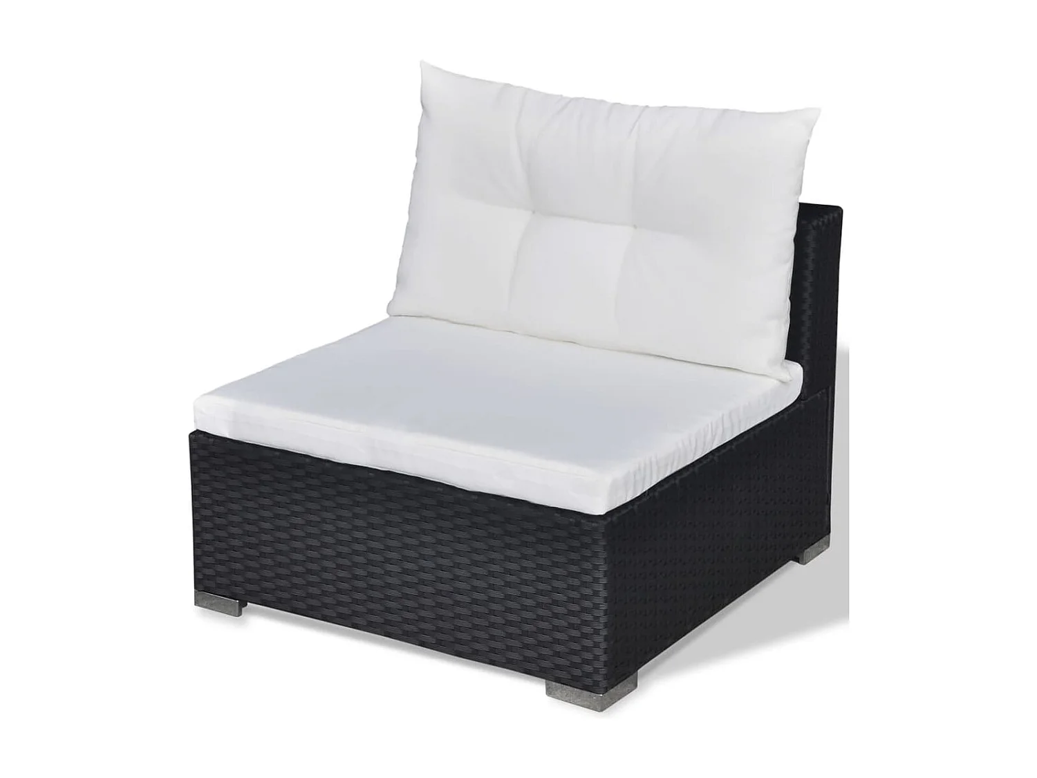 Salon de jardin 5 pcs avec coussins résine tressée noir