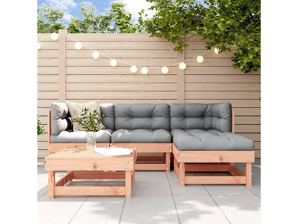 Salon de jardin 5 pcs avec coussins bois massif douglas