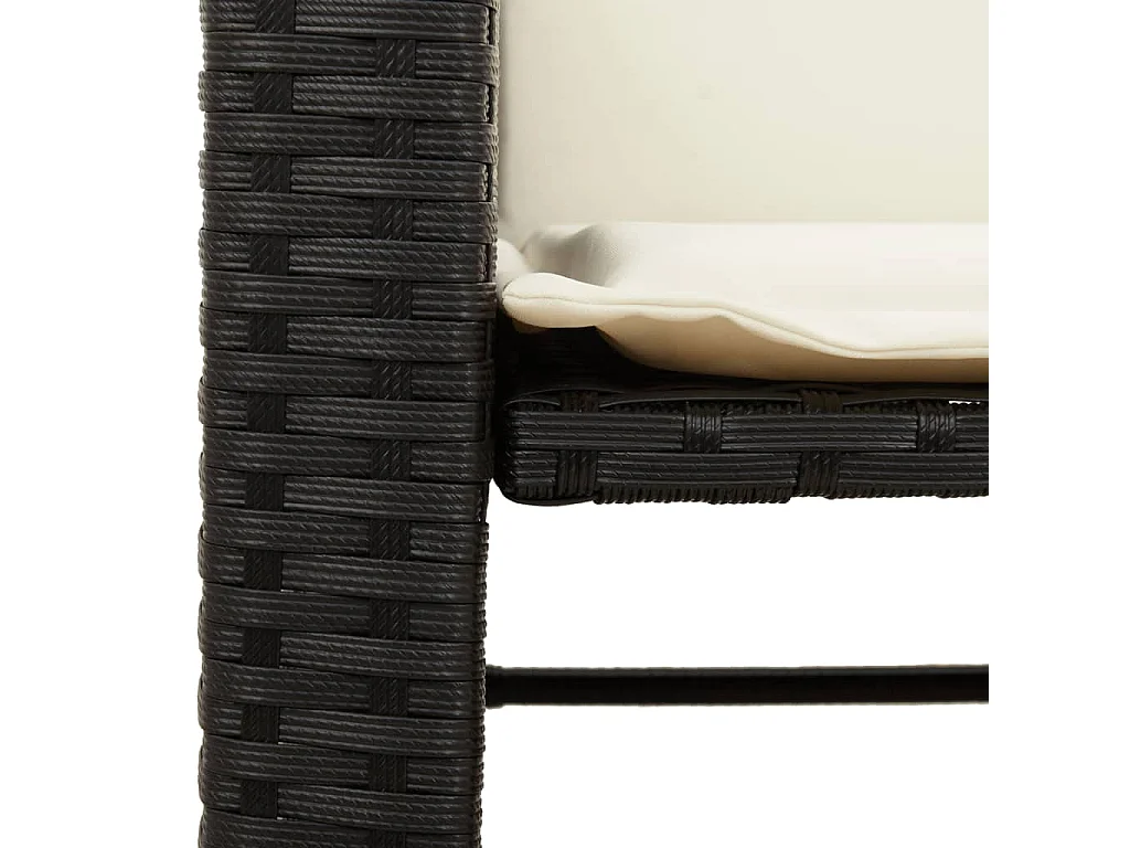 Canapé de jardin 2 places avec table et tabourets noir rotin