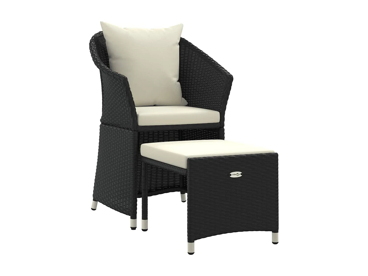 Salon de jardin 2 pcs avec coussins Noir Résine tressée