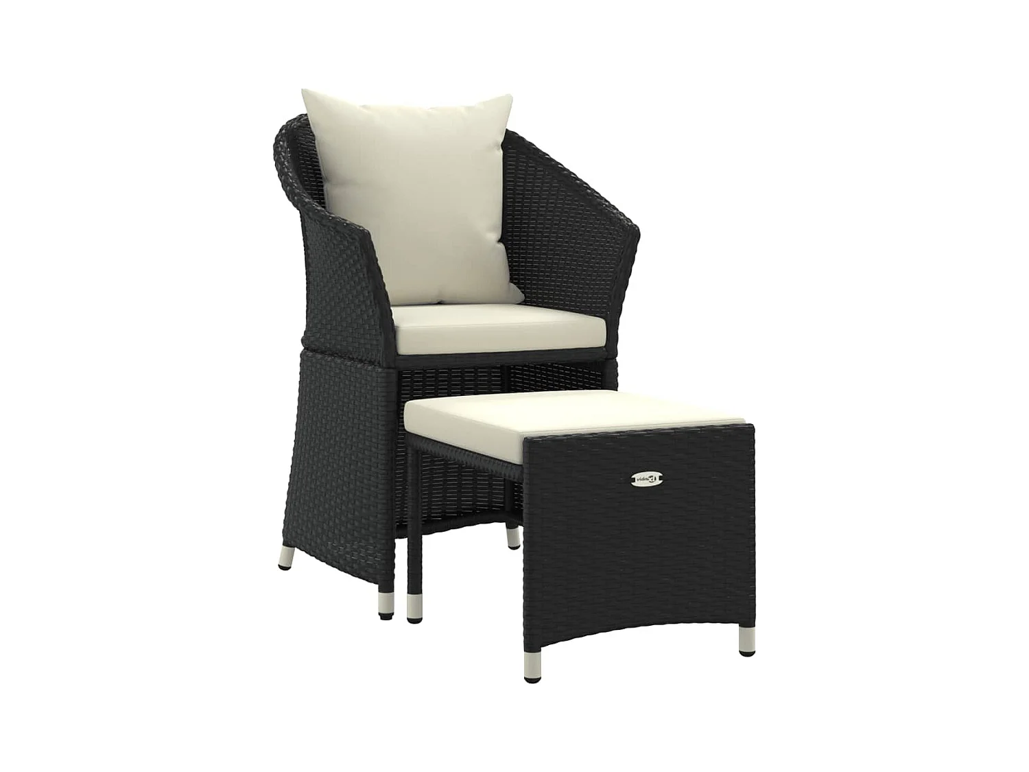 Salon de jardin 2 pcs avec coussins Noir Résine tressée