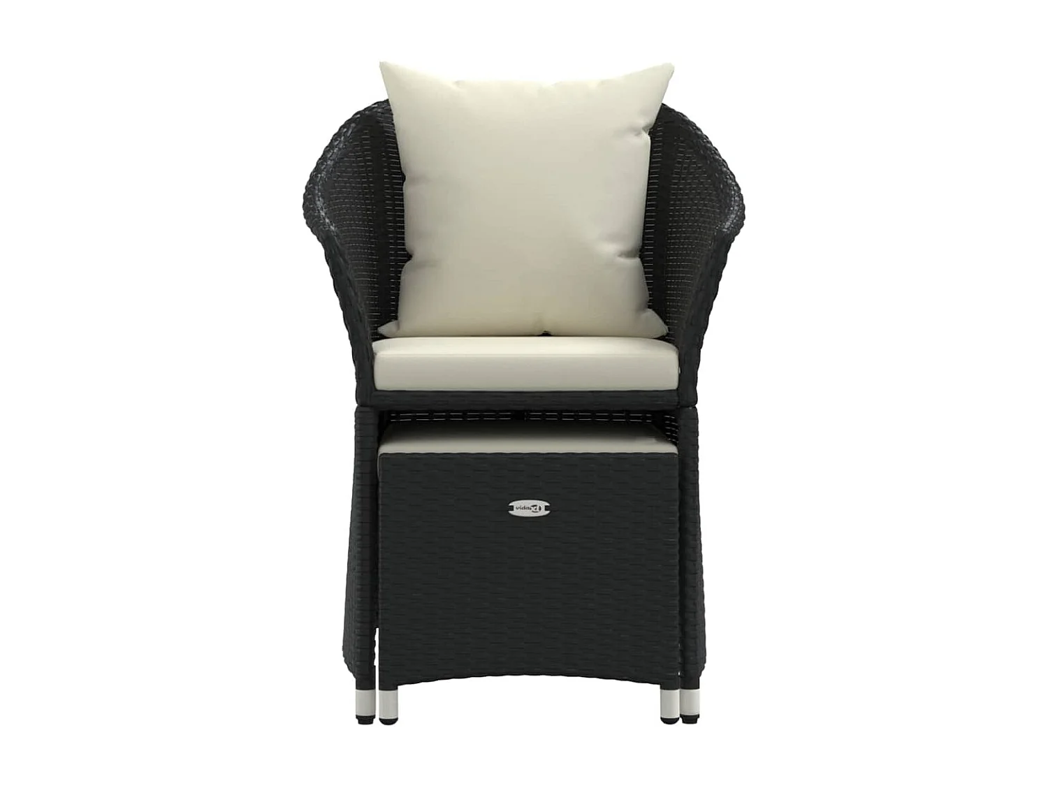 Salon de jardin 2 pcs avec coussins Noir Résine tressée