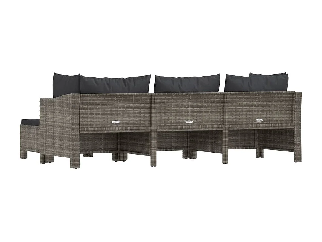 Salon de jardin 4 pcs avec coussins Gris Résine tressée