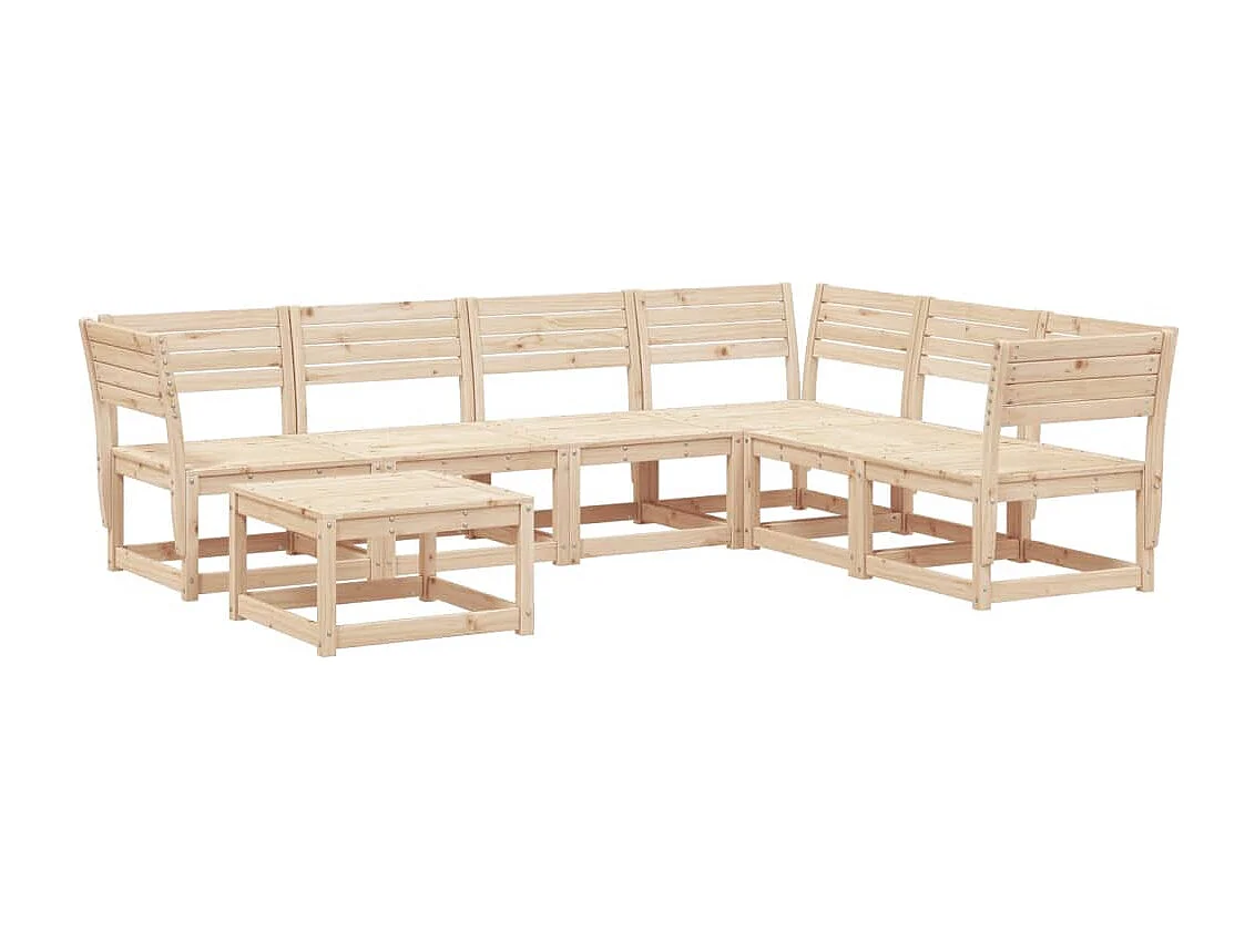 Salon de jardin 7 pcs Bois de pin massif