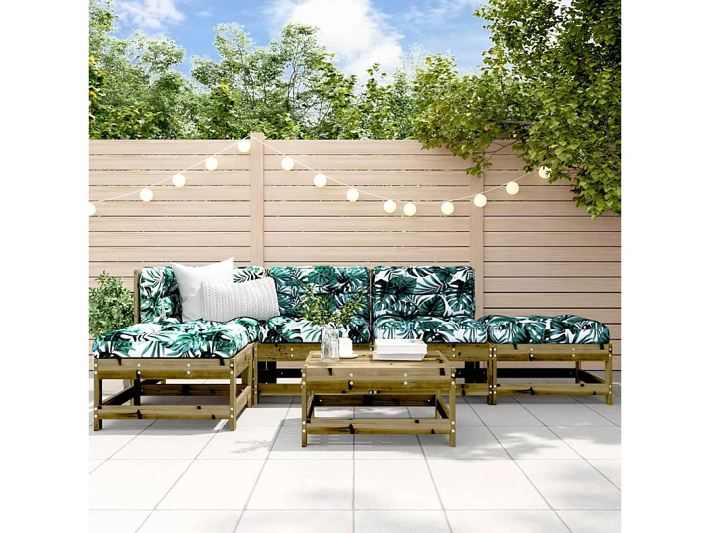 Salon de jardin 6 pcs bois de pin imprégné