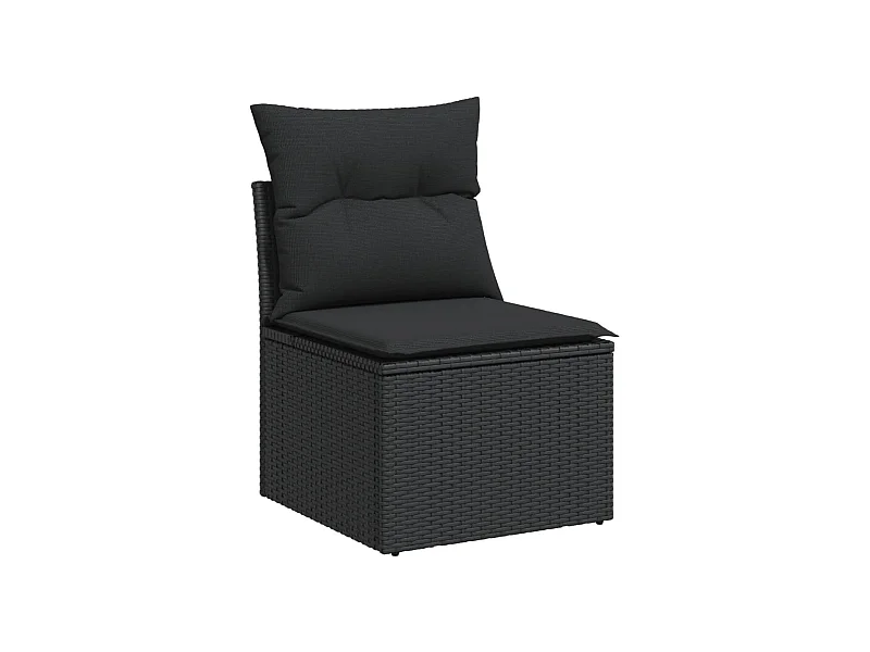 Canapé de jardin sans accoudoirs coussins noir résine tressée