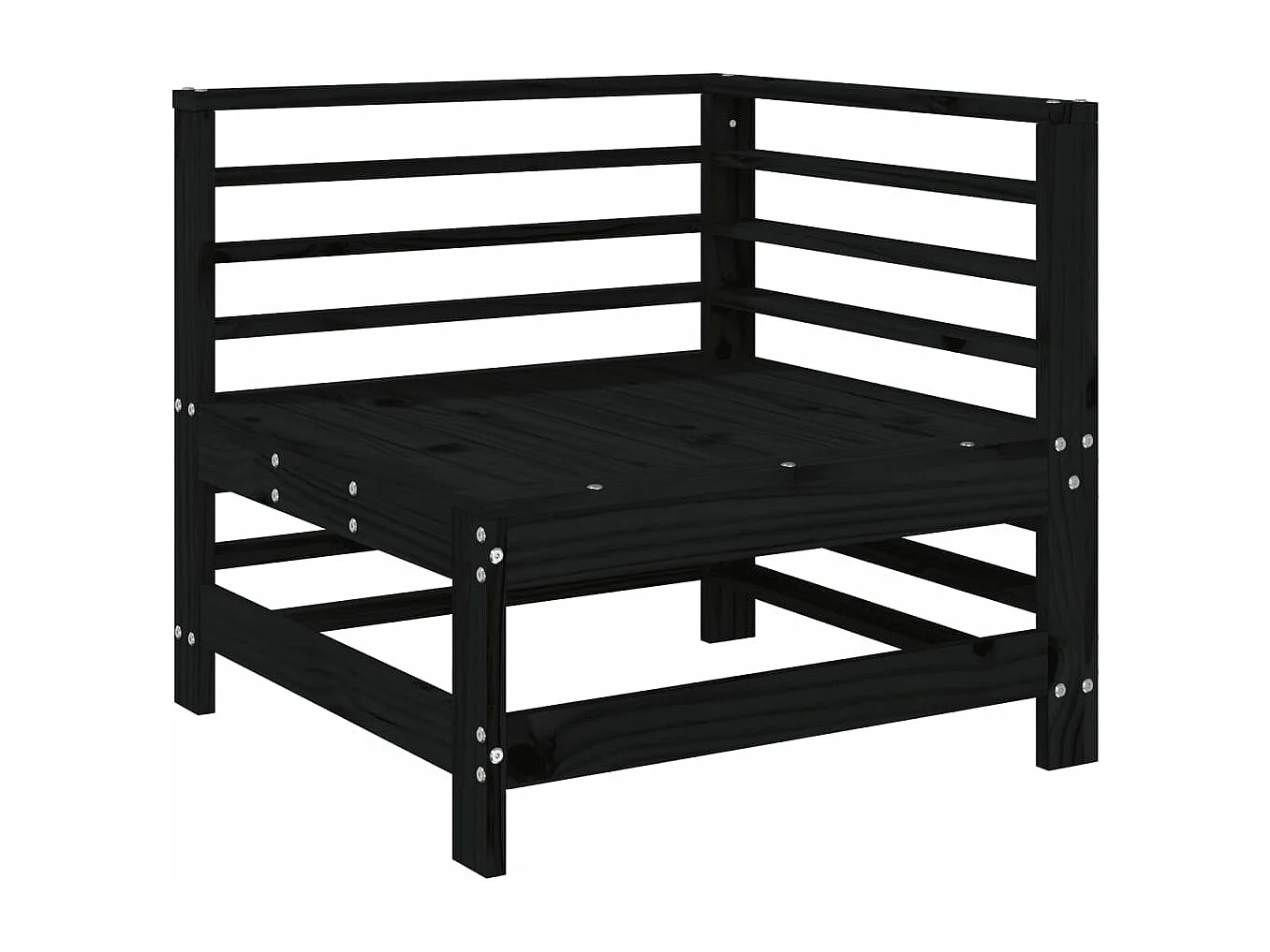 Salon de jardin 7 pcs Noir Bois de pin massif