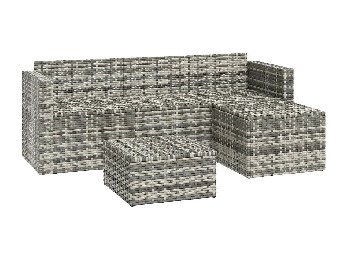 Salon de jardin 3 pcs avec coussins Gris Résine tressée