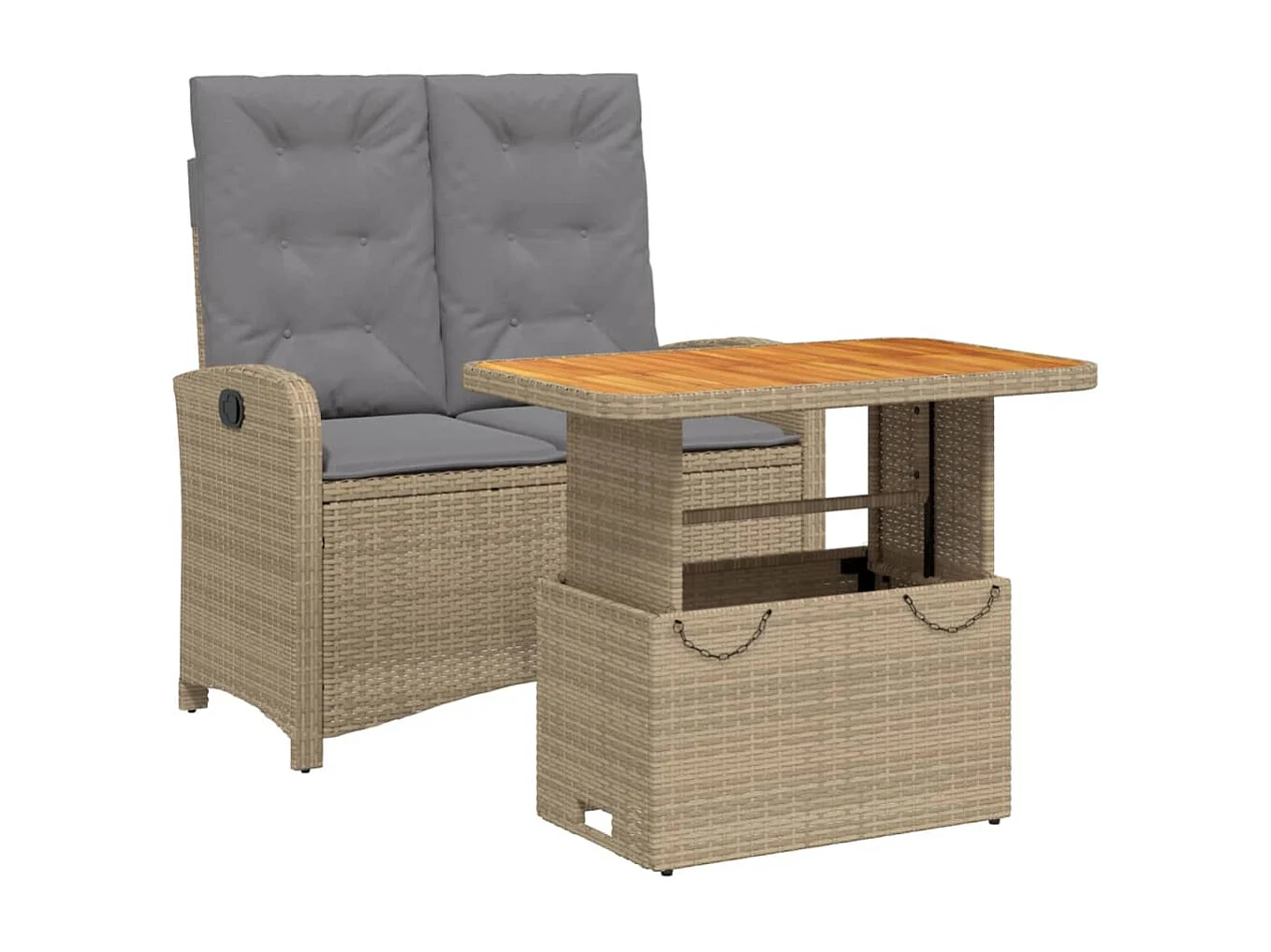 Ensemble à manger de jardin et coussins 2 pcs beige poly rotin