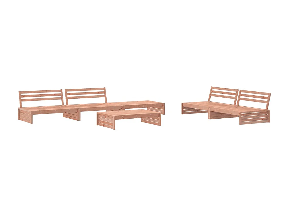 Salon de jardin 6 pcs avec coussins bois massif Douglas