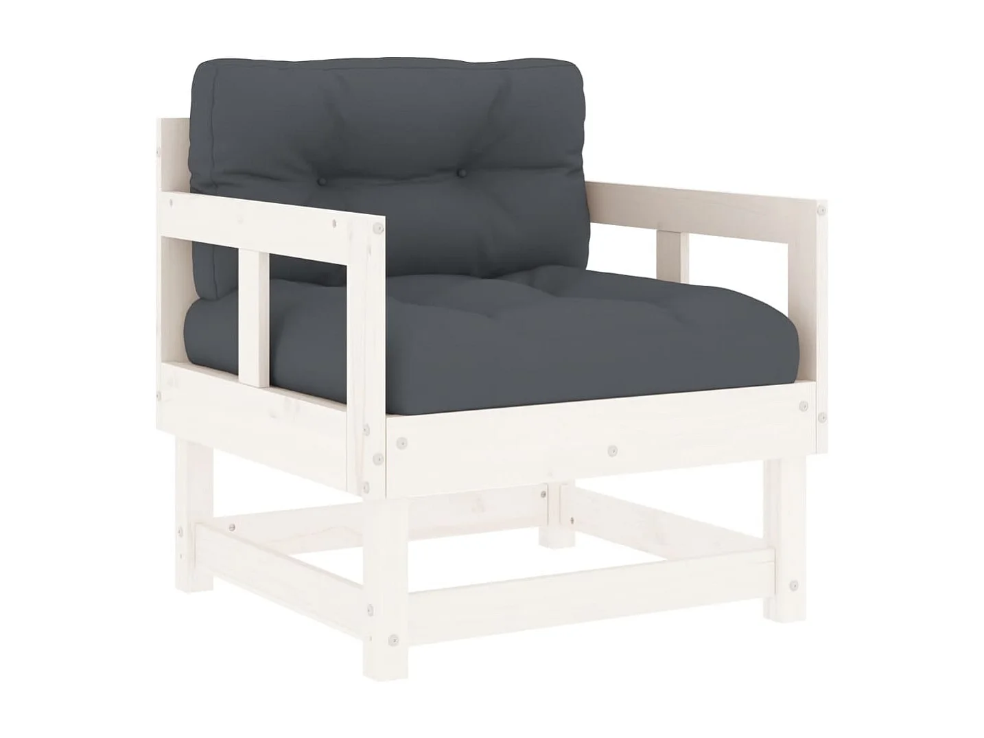 Salon de jardin 7 pcs avec coussins blanc bois massif