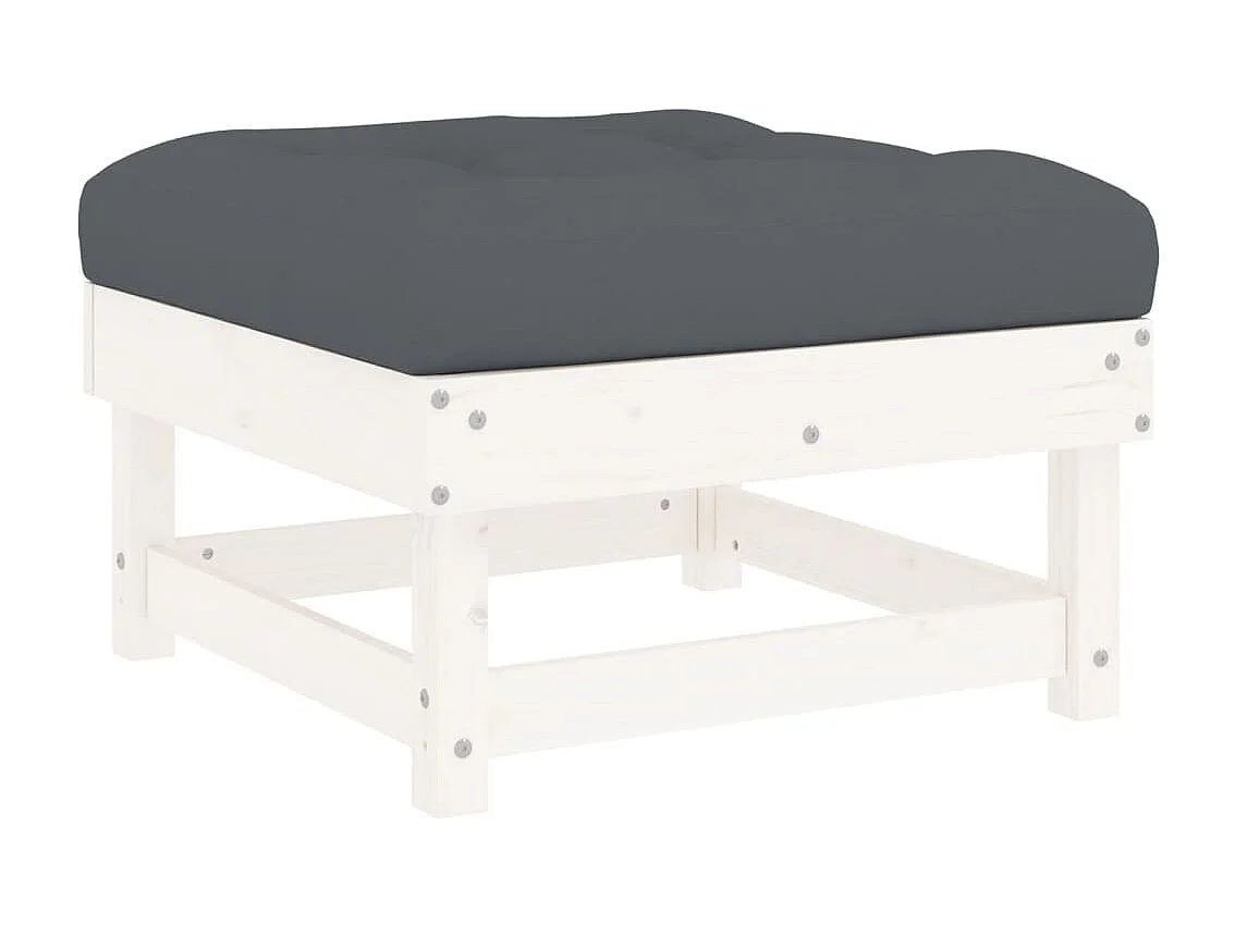 Salon de jardin 7 pcs avec coussins blanc bois massif