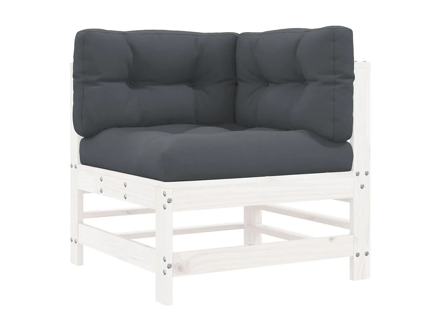 Salon de jardin 6 pcs avec coussins blanc bois massif