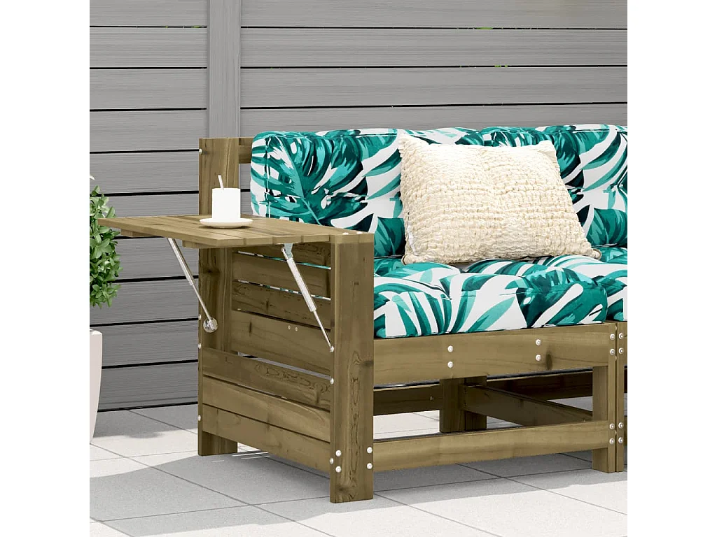 Canapé de jardin accoudoir avec coussin bois de pin imprégné
