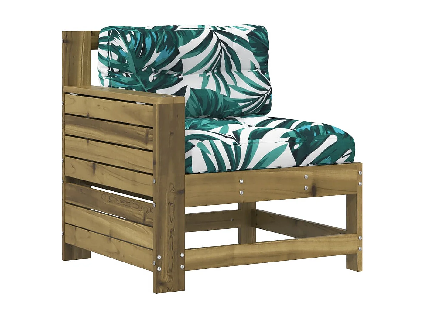 Canapé de jardin accoudoir avec coussin bois de pin imprégné