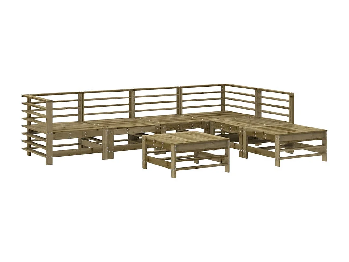 Salon de jardin 7 pcs avec coussins bois de pin imprégné