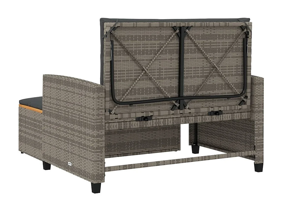 Canapé de jardin 2 places coussins gris résine tressée&acacia