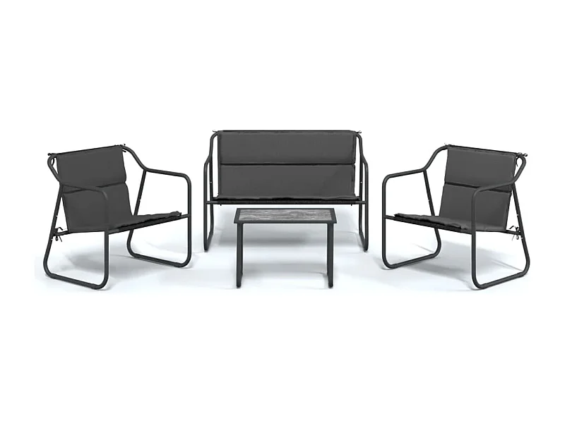 Salon de jardin avec coussins 4 pcs anthracite acier