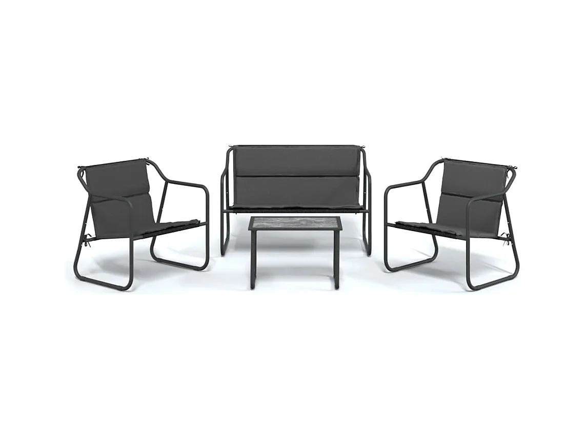 Salon de jardin avec coussins 4 pcs anthracite acier