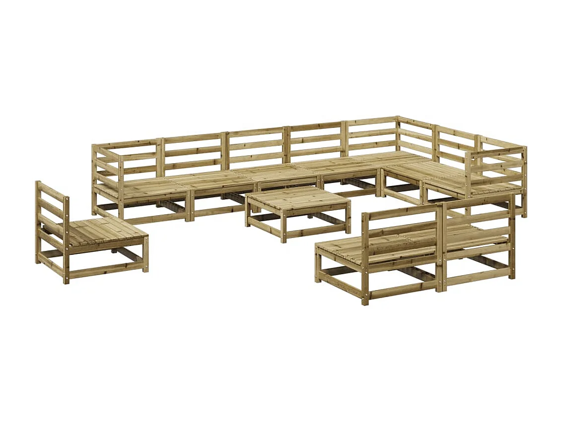 Salon de jardin 11 pcs bois de pin imprégné