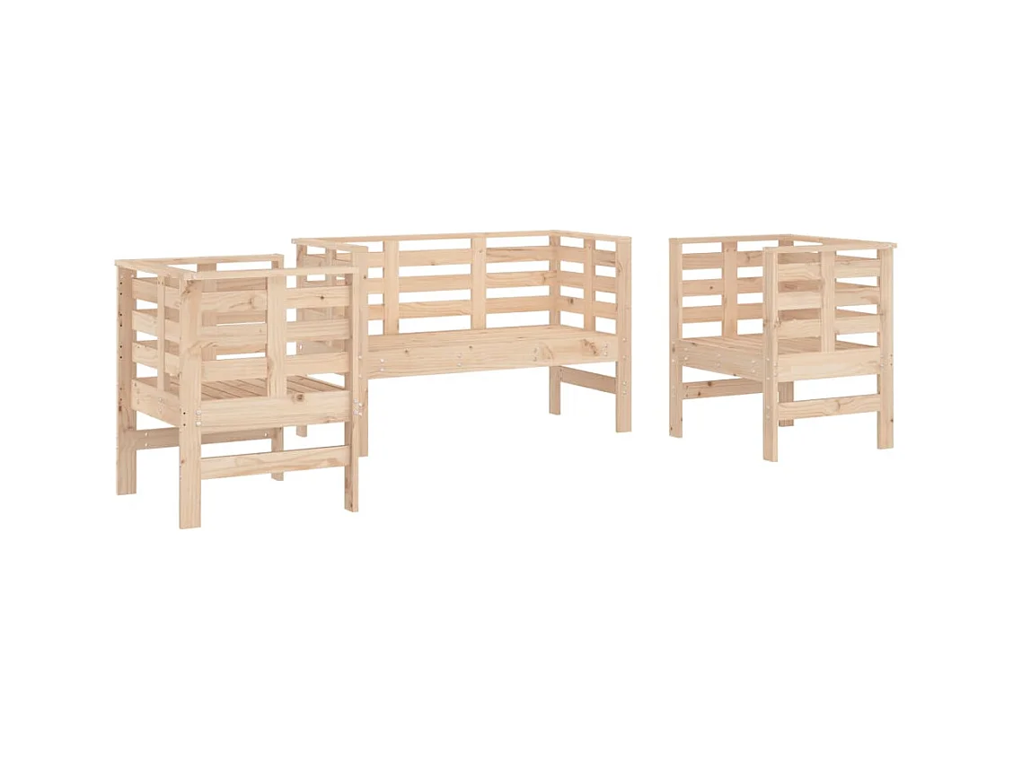 Salon de jardin 3 pcs bois massif de pin