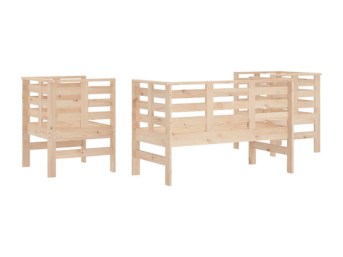 Salon de jardin 3 pcs bois massif de pin