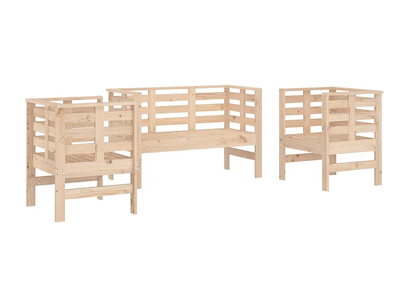 Salon de jardin 3 pcs bois massif de pin
