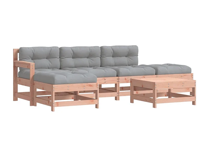 Salon de jardin 6 pcs avec coussins bois massif Douglas