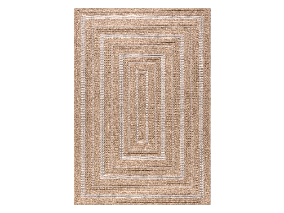 Tapis extérieur 60x90 tissé kilim beige et blanc JUTE ART 5