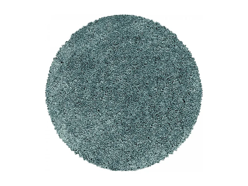 Tapis rond poils longs shaggy Ø160cm tissé bleu motif uni UNI I