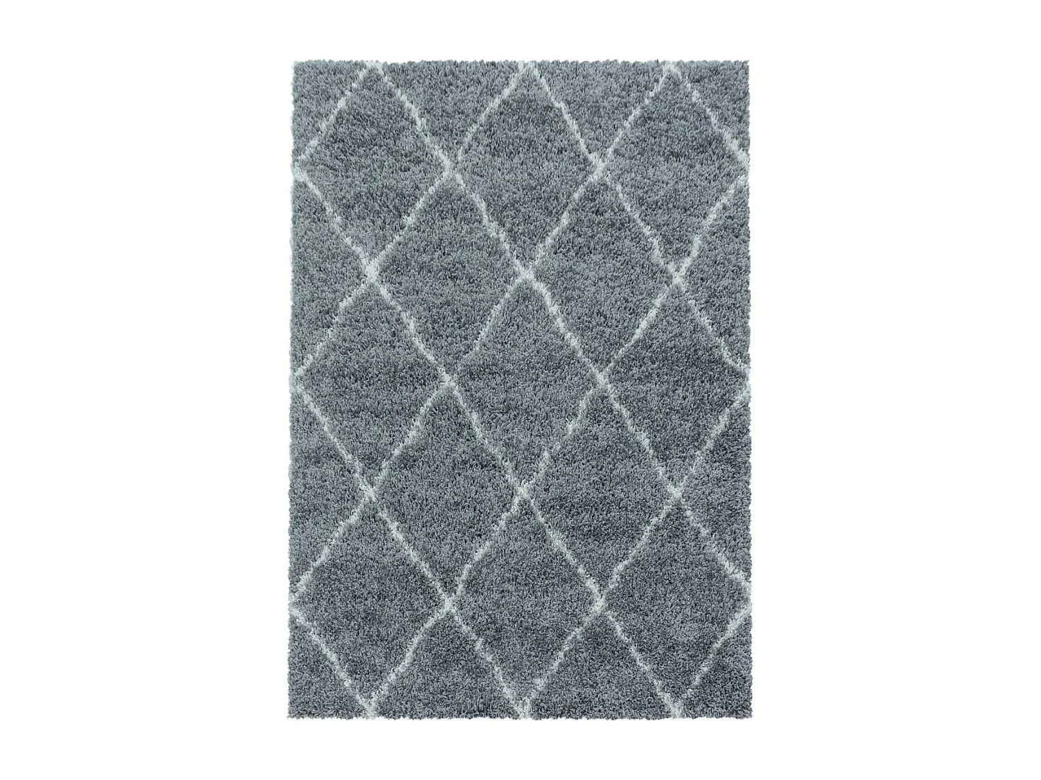 Tapis berbère 280x370 tissé motif losange SHAGGY A gris
