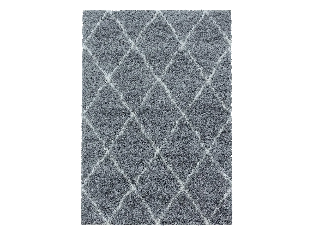 Tapis berbère 280x370 tissé motif losange SHAGGY A gris
