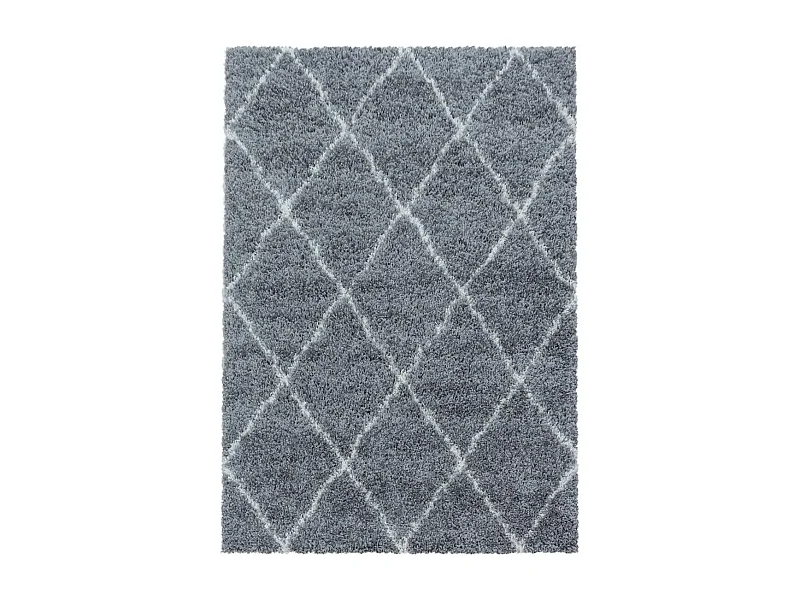 Tapis berbère 280x370 tissé motif losange SHAGGY A gris