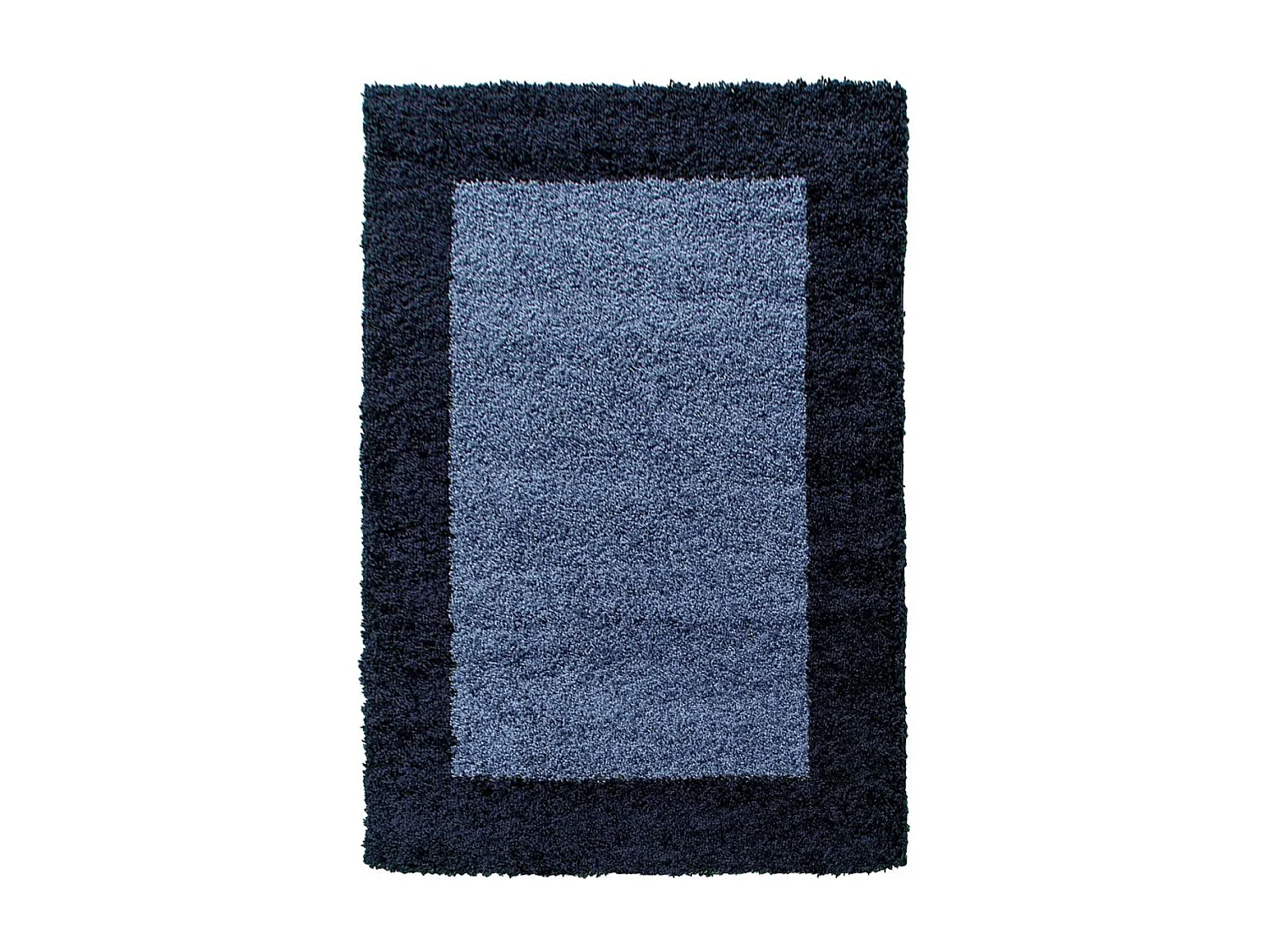 Tapis poils longs shaggy 240x340 rectangle tissé bleu et bleu foncé