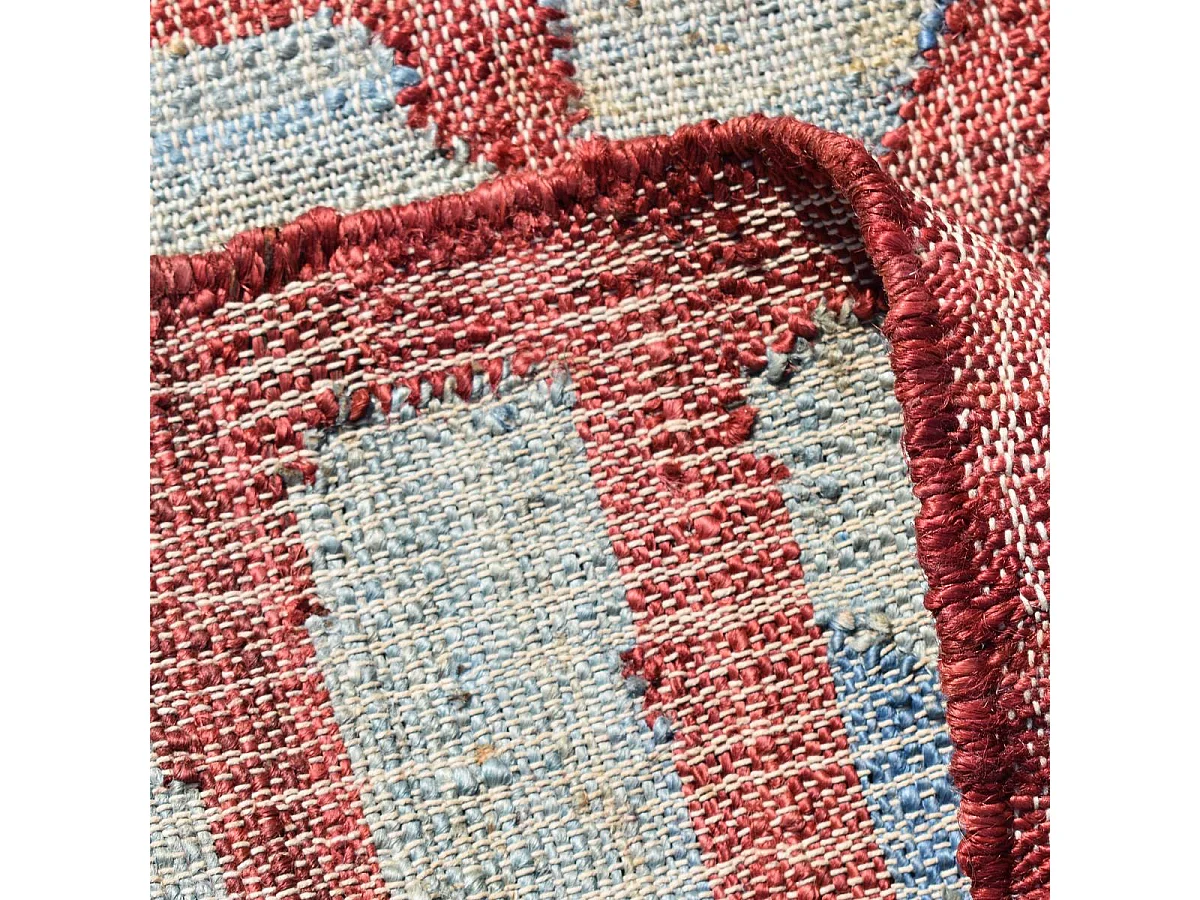 Tapis en jute 120x170 fait à la main bleu et gris JUTAP