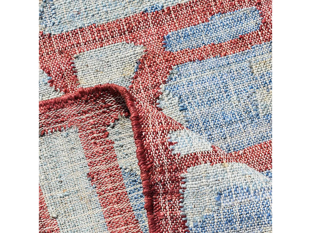 Tapis en jute 120x170 fait à la main bleu et gris JUTAP