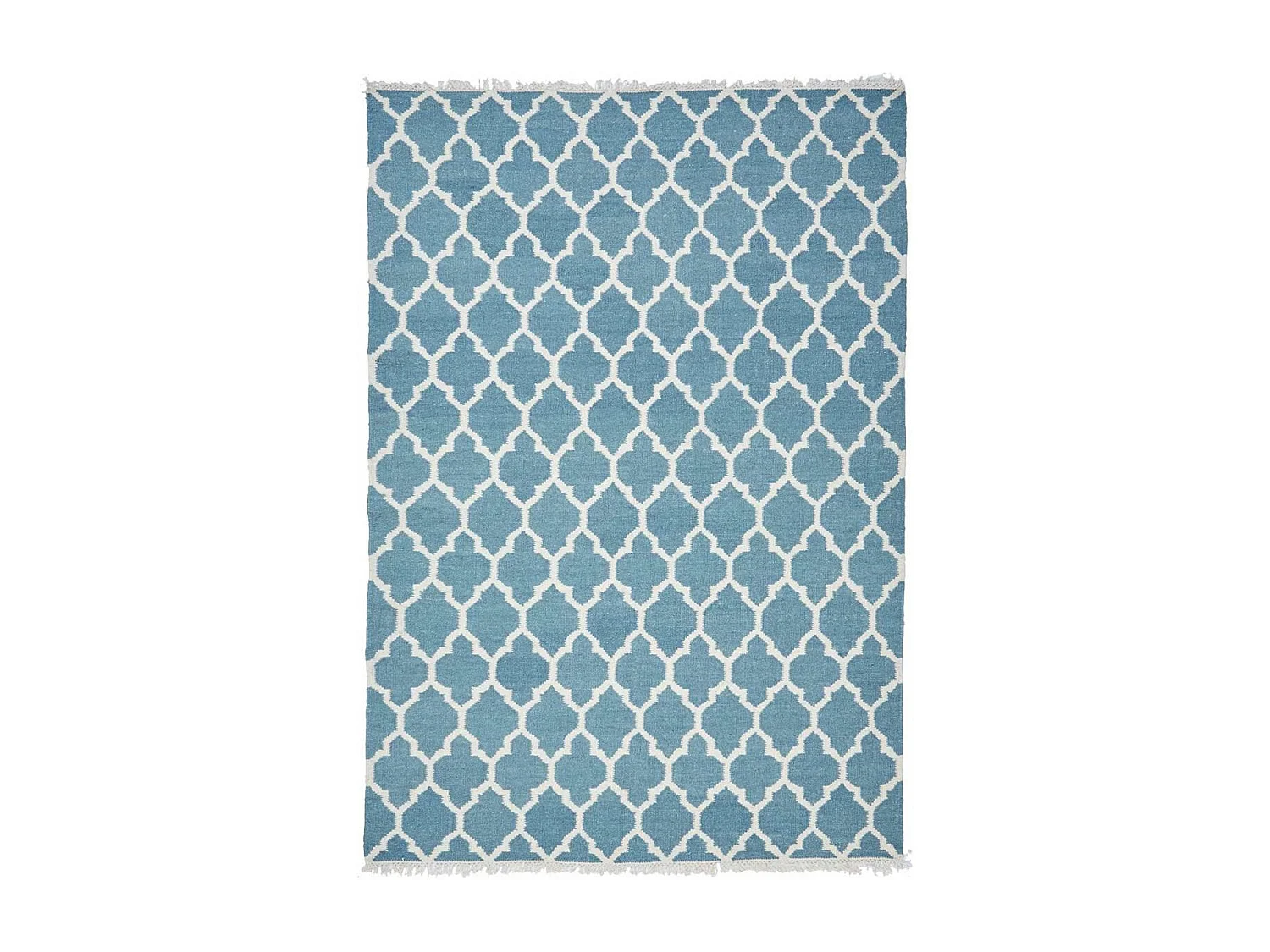 Tapis kilim 170x240 rectangle fait main en laine turquoise motif scandinave