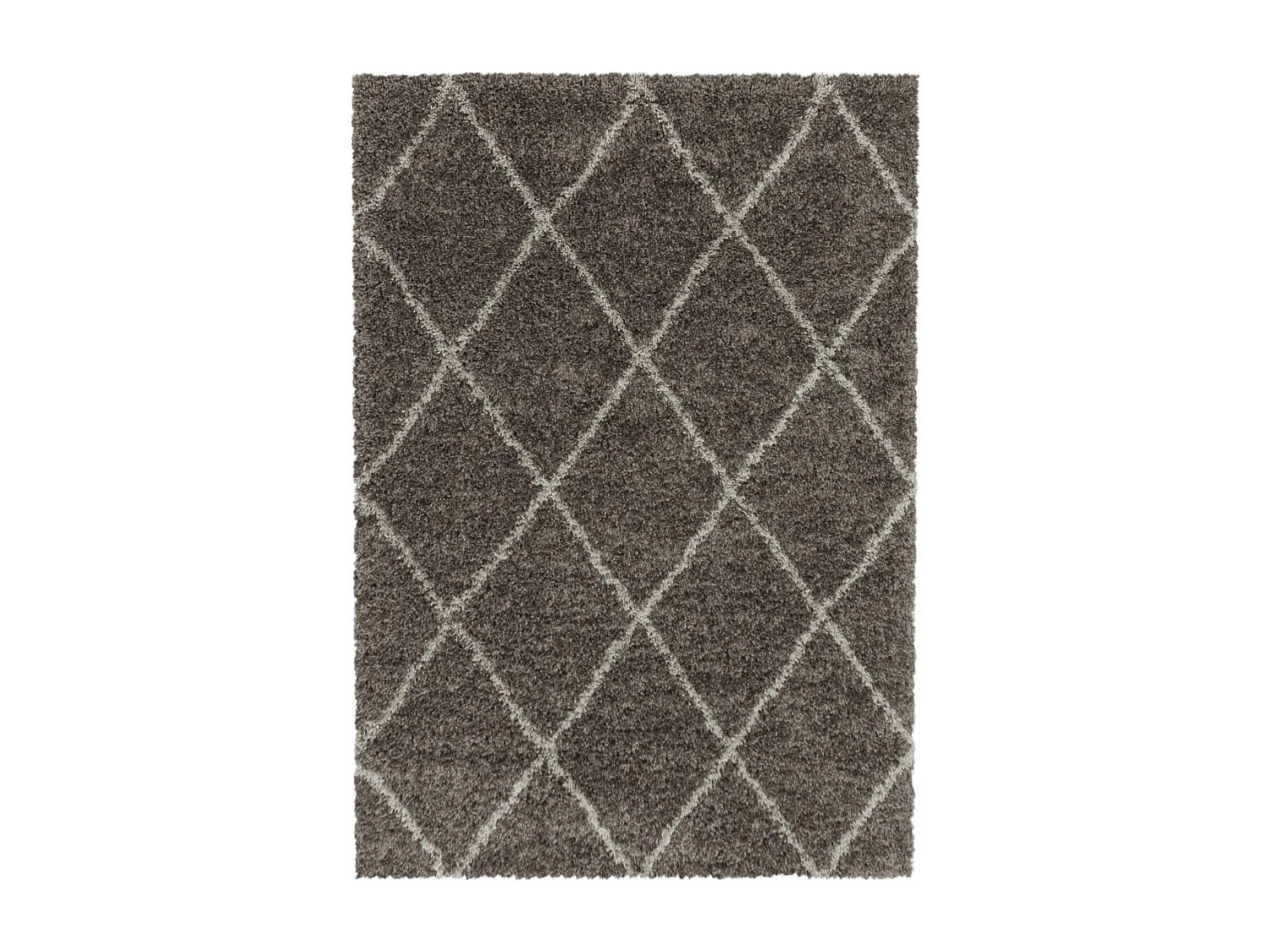 Tapis berbère 240x340 tissé motif losange SHAGGY A taupe