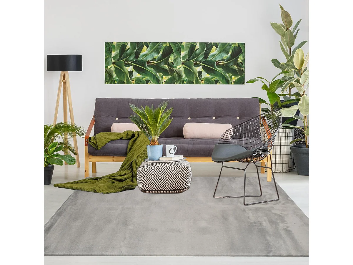 Tappeto shaggy a pelo lungo 80x150 rettangolo tessuto grigio tinta unita LOFTUNI