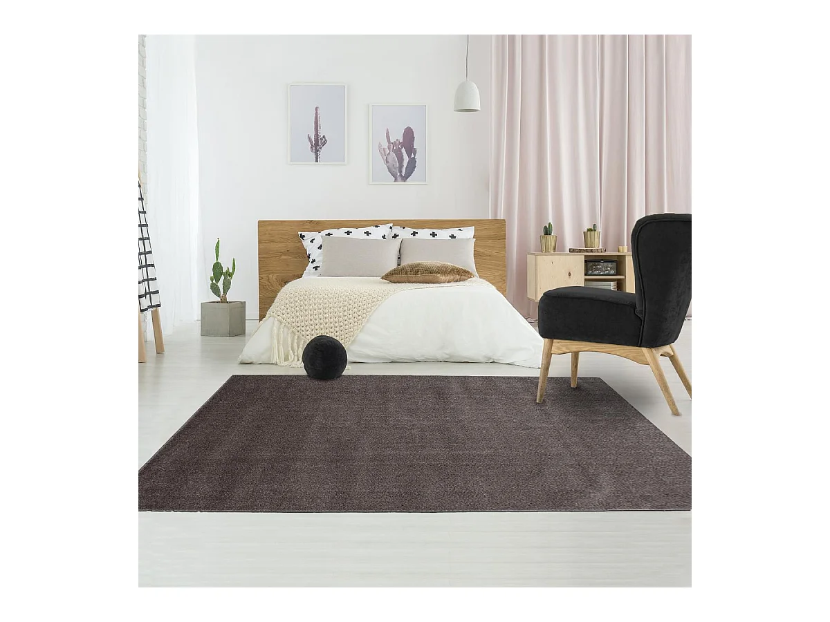 tapis salon 200x290 tissé marron rectangle motif uni SOULA
