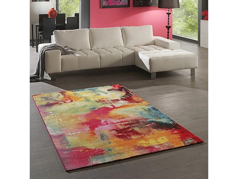 tapis salon 120x170 tissé multicolore rectangle motif géométrique LYN8 BELO 4