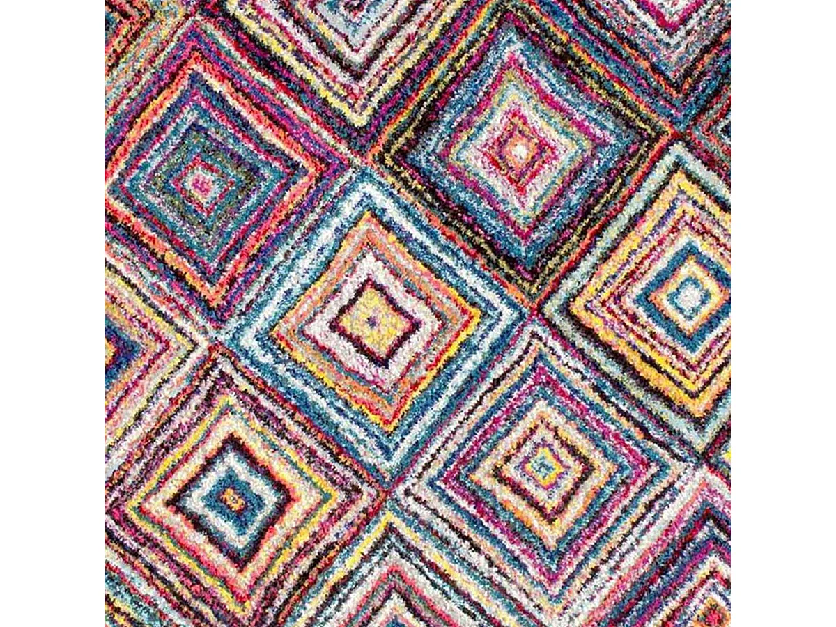 tapis salon 120x170 tissé multicolore rectangle motif géométrique LYN6 CARI