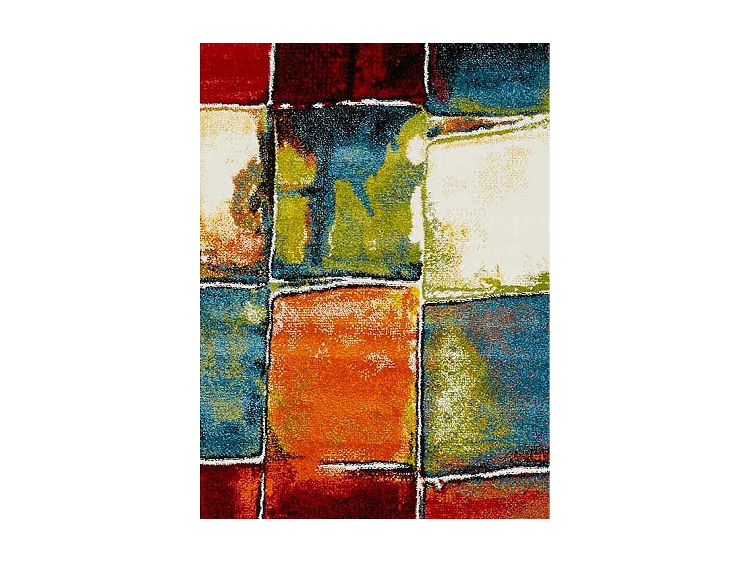 tapis entrée 40x60 tissé multicolore rectangle motif géométrique LYN8 BELO 2